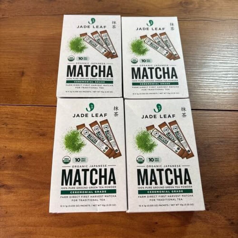 Lot of 4 Jade Leaf Organic Japanese Matcha Ceremonial Grade 10 Packets Exp 07/26